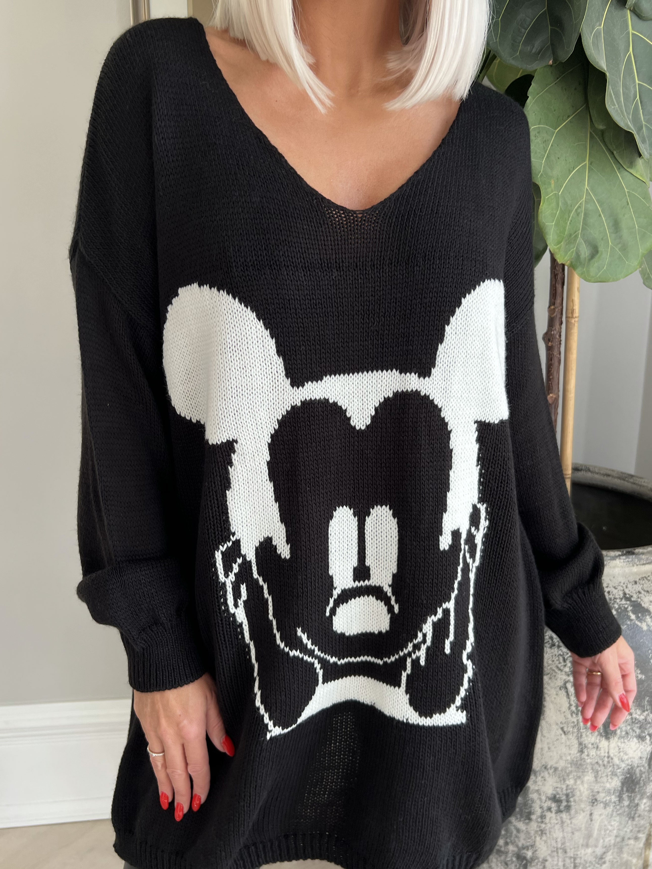 Mickey - Plus size Stickad blus med motiv